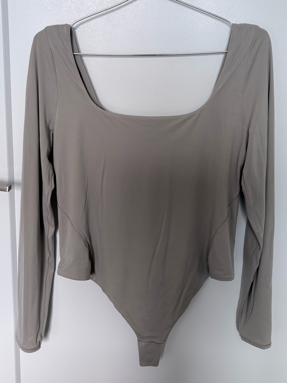 Lululemon Wundermost Ultra-Soft Nulu Square-Neck Long-Sleeve Bodysuit Riverstone